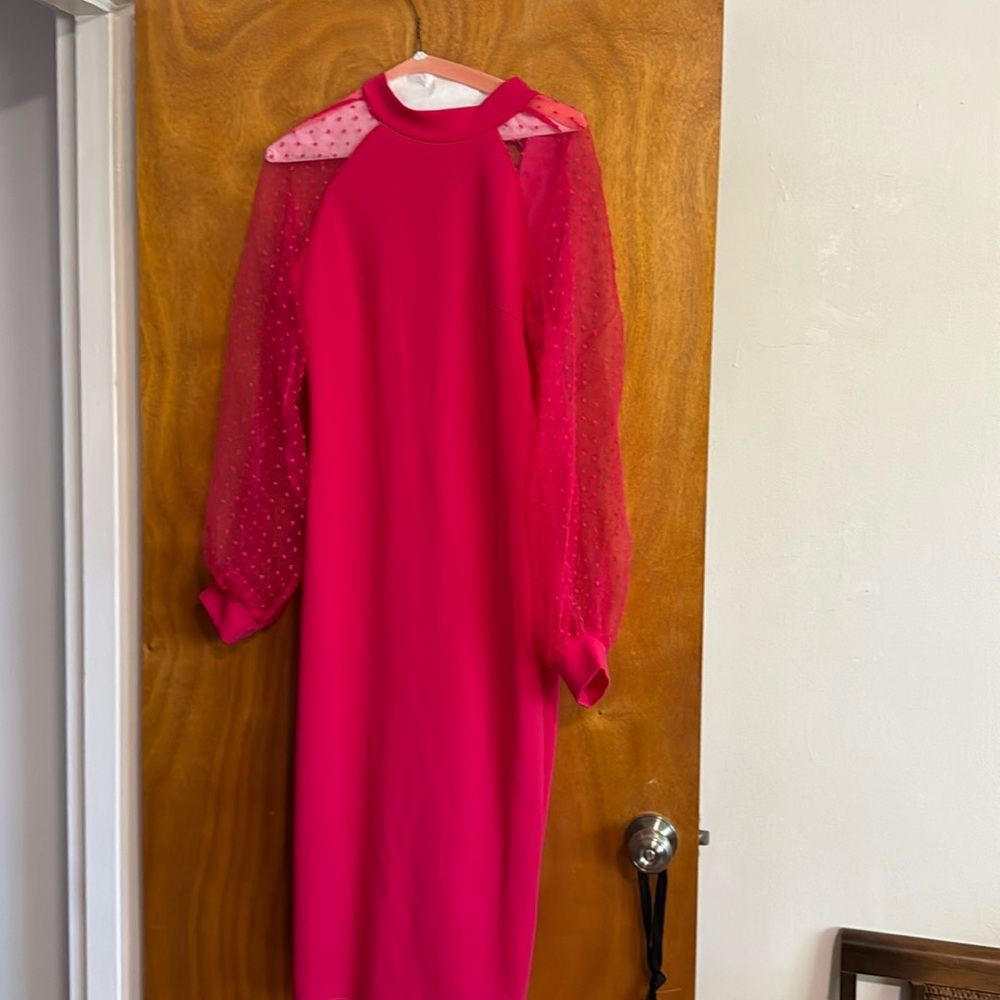 Below knee party ready fuschia pink dress